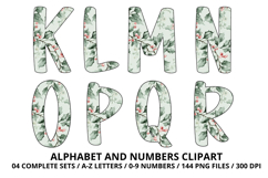 Sage Green Christmas Alphabet Png Clipart, letters doodle Product Image 3
