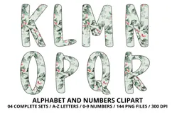 Sage Green Christmas Alphabet Png Clipart, letters doodle Product Image 3