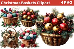 Christmas Baskets Clipart PNG Product Image 1