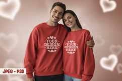 Valentine Couple Sweatshirt PSD JPEG Mockup Product Image 1