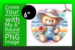 Artistic Round Design Keychain Template , Teddy Bear Product Image 1