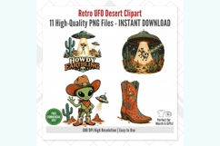 Retro UFO Desert Clipart PNG, 11 Western Alien Designs Product Image 3