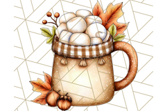Fall Drink Clipart PNG, Cozy Autumn Cocoa and Latte Art Product Image 2
