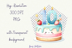 5 10th Birthday Cake Clipart Kawaii Pastel Number 10 Cake PN Product Image 2