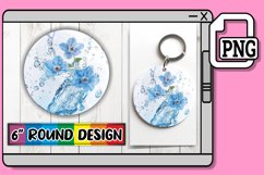 Floral Reflections: Round Sublimation Splash Keychain PNG Product Image 1