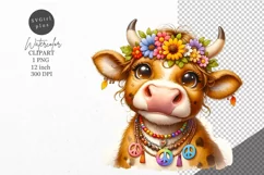 Animals clipart, Cow clipart, Hippie cow clipart Product Image 1