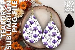 Sublimation-Ready Floral Teardrop Earrings Product Image 1