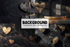 Luxury Black Gold Heart Podium Background Product Image 1