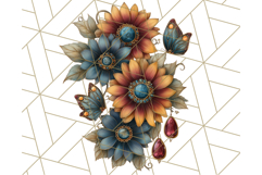 Sunflower and Butterfly PNG Clipart, Bright Jewel Tones Png Product Image 2