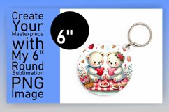 Whimsical Round Design Car Coaster PNG , Valentine Bear Product Image 1