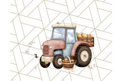 Fall Tractor Clipart PNG, Vintage Tractors With Pumpkins Product Image 2