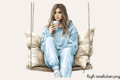Blue Cozy Spring Home Clipart PNG Product Image 1