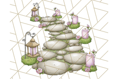 Pink Cottagecore Garden PNG Clipart, Vintage Floral Art Product Image 2