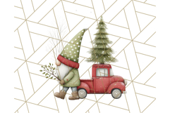 Vintage Truck Christmas Gnomes Clipart PNG, Cute Gnome Png Product Image 2
