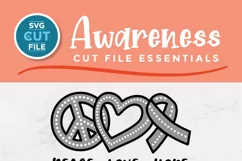 Brain Tumor svg - peace love hope brain tumor awareness svg Product Image 3