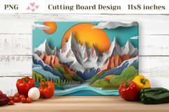 3D Mountains Cutting Board PNG, 3D Landscape Sublimation PNG Product Image 1