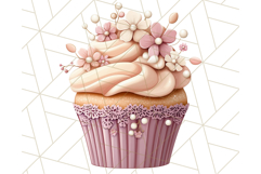 Cupcake Clipart with Florals and Pastel Frosting Png, Spring Product Image 2