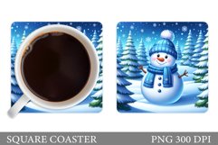 Cute Snowman Coaster Design. Christmas Coaster Sublimation Product Image 1