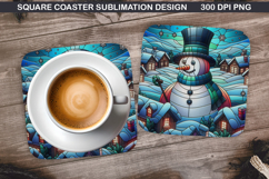 Snowman Coaster Sublimation, Christmas Coaster PNG Design Product Image 1