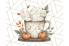 Watercolor Halloween Cottage Clipart, Ghosts &amp; Pumpkins Png Product Image 2