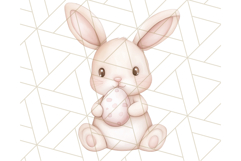 Pastel Pink Easter Bunny Egg and Flowers Clipart PNG Product Image 2