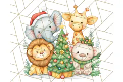 Muted Cute Safari Christmas Animal PNG Clipart, Holiday Png Product Image 2