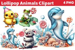 Lollipop Animals Clipart PNG Product Image 1