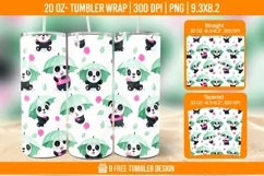 Cute Panda Tumbler Wrap Designs, Sublimation Wrap Product Image 1