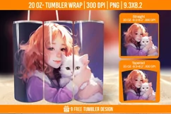 3D Cute Cat Tumbler Wrap Designs, Sublimation Wrap Product Image 1