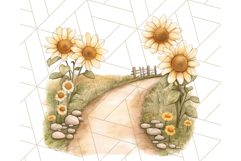 Rustic Sunflower Clipart, Soft Country Farmhouse Florals Png Product Image 2