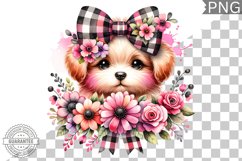 Dog With Flowers Sublimation - Clipart PNG Design Product Image 1