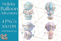 Winter Hot Air Balloon Clip Art for Crafts &amp; Design Product Image 1