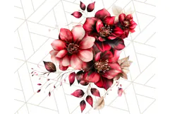 Gothic Floral PNG, Dark Aesthetic Flowers Clipart Print Product Image 2