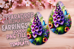 Stylish Teardrop Earrings Sublimation , Flowers Product Image 1