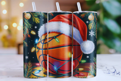 Merry Christmas Basket Ball Tumbler Wrap | Christmas Wrap Product Image 1