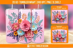 Cute Velvet Flower Tumbler Wrap Designs, Sublimation Wrap Product Image 1