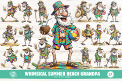 Whimsical Summer Beach Grandpa Clipart Product Image 1