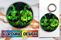 Mysterious Stained Glass Halloween Keychain Round Design Product Image 1