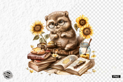 Animals Love Books and Sunflowers Png Product Image 1