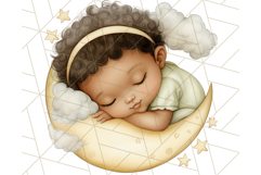 Sleeping Baby on Moon PNG, Cute Night Sky Baby Clipart Png Product Image 2