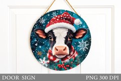 Christmas Cow Door Sign. Christmas Door Sign Sublimation Product Image 1