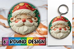 3D Santa Round Design Keychain PNG Festive Holiday Product Image 1