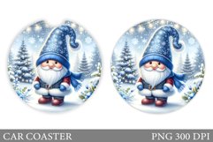 Cute Gnome Car Coaster. Christmas Car Coaster Sublimation Product Image 1