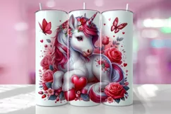 Valentine's Day Unicorn Horse Tumbler Wrap Sublimation Desig Product Image 1