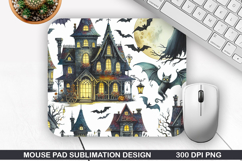 Haunted House Mouse Pad, Halloween Mouse Pad PNG Design Product Image 1