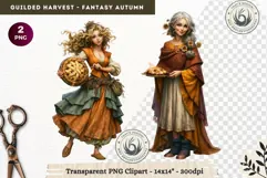 Fantasy Autumn Gilded Harvest PNG Clipart whimsical witch Product Image 1