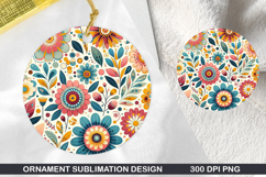 Flowers Stained Glass Ornament PNG, Digital Download File Product Image 1
