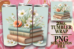Timeless charm 20oz tumbler wrap, Book and flower Product Image 1