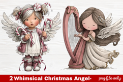 2 Whimsical Christmas Angel Clipart | Cute Holiday Angel PNG Product Image 1