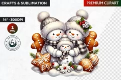 Snowman clipart, Black and Gold Christmas PNG, winter sports Product Image 1